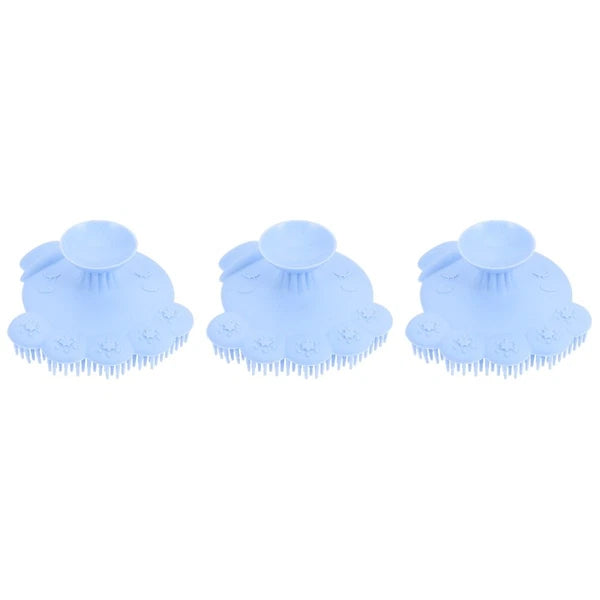 3 Pack Silicone Shampoo Massage Scrubber Bath Brushes