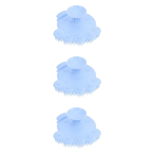 3 Pack Silicone Shampoo Massage Scrubber Bath Brushes