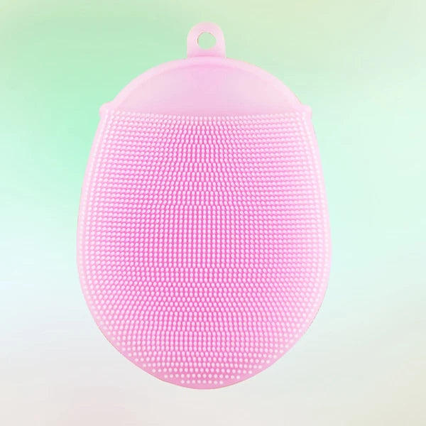 2pcs Silicone Bathing Brush Anti- Shower Scrubber Facial Cleansing Pads (Pink)