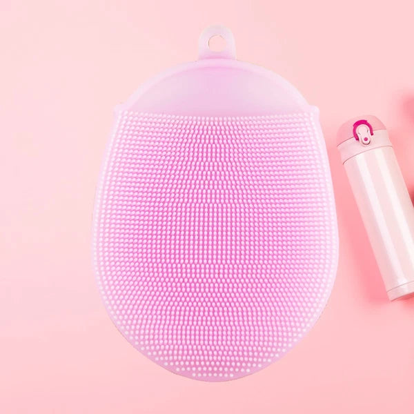 2pcs Silicone Bathing Brush Anti- Shower Scrubber Facial Cleansing Pads (Pink)