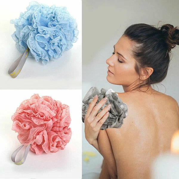 Soft Scrubber Sponge Flower Exfoliating Body Brush Puff Bath Shower Mesh Ball AU