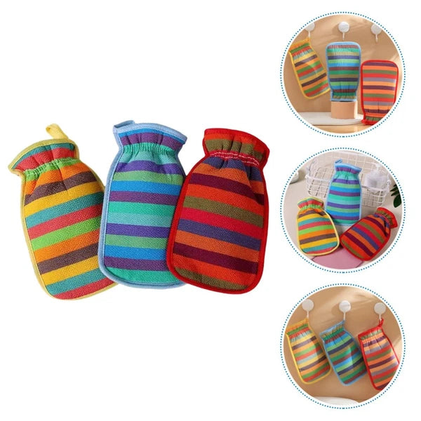 3 Pcs Bath Towel Gloves Bathing Accessories Back Brush for Shower Men