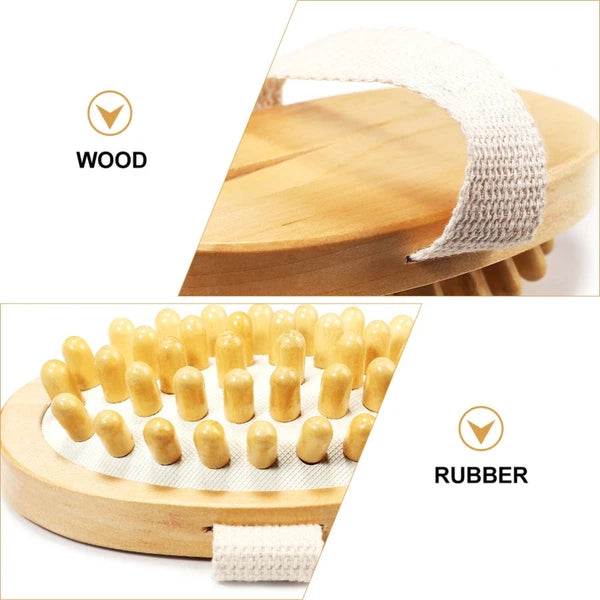 1PC Wooden Massage Brush Head No Handle Body Bath Massage Brush (Wood Color)
