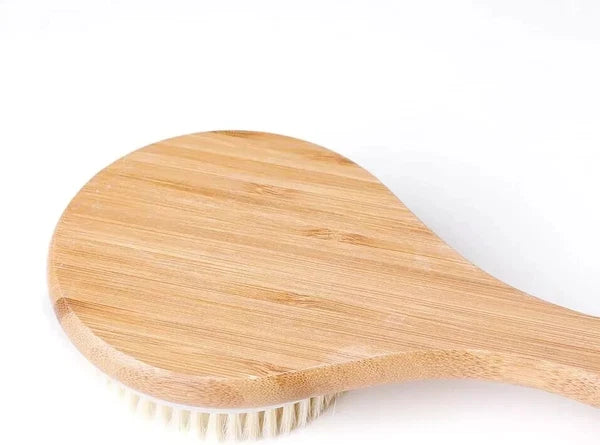 Body Brush Dry Brushing Back Scrubber Shower Bath Bamboo Wood Long...