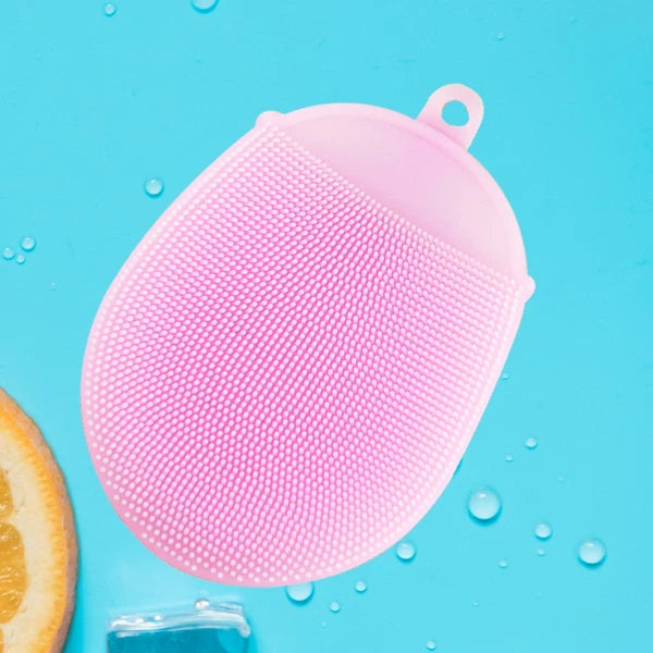 2pcs Silicone Bathing Brush Anti- Shower Scrubber Facial Cleansing Pads (Pink)