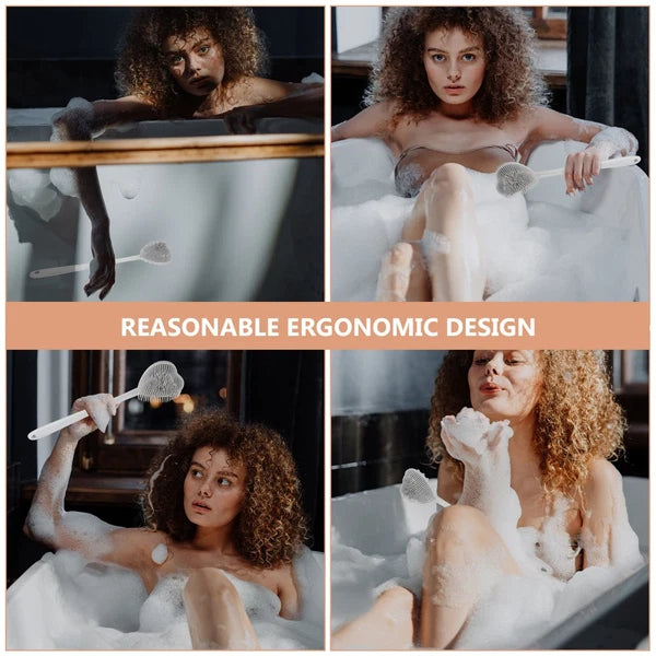 Heart-shaped Bath Brush Shower Exfoliator Scrubber Long Handle Bathing