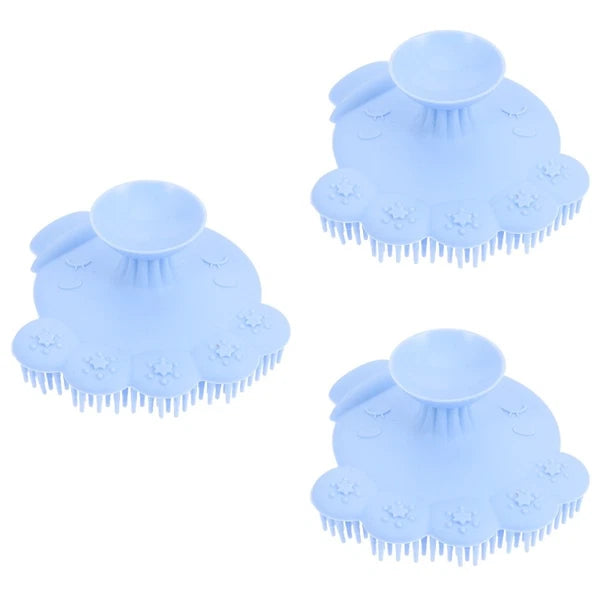 3 Pack Silicone Shampoo Massage Scrubber Bath Brushes
