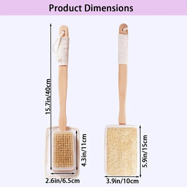 Shower Body Brush with Bristles and LoofahBack Scrubber for Shower for Bath o...