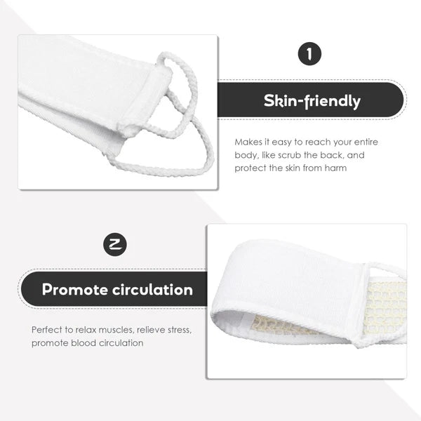 2 Pcs Long Fabric Back Strap Bath Scrubber Shower Exfoliating Skin Brush