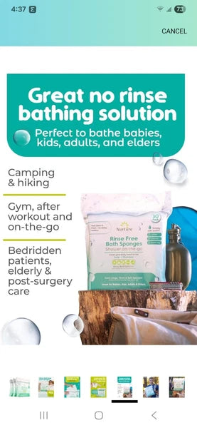 Nurture Valley Disposable Sponge Bath Wipes for Adults & Seniors