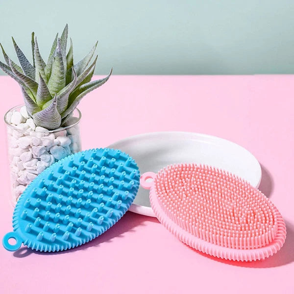 3 Pcs Bath Brush Child Newborn Hair Washing Body Silicone Scrubber