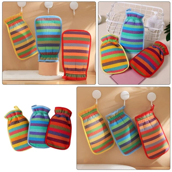 3 Pcs Bath Towel Gloves Massage Cleaning Brush Scrubber for Body