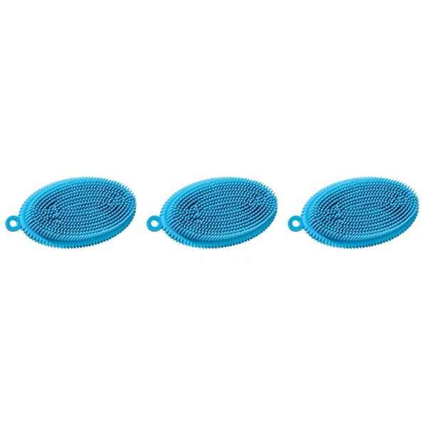 3 Pcs Bath Brush Child Newborn Hair Washing Body Silicone Scrubber