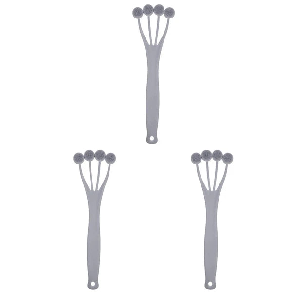 3 PCS Exfoliating Bath Brush Scrubbing with Handle Back for Shower