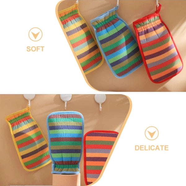 3 Pcs Bath Towel Gloves Massage Cleaning Brush Scrubber for Body
