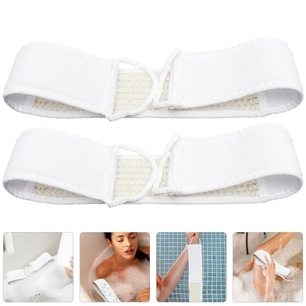 2 Pcs Long Fabric Back Strap Bath Scrubber Shower Exfoliating Skin Brush