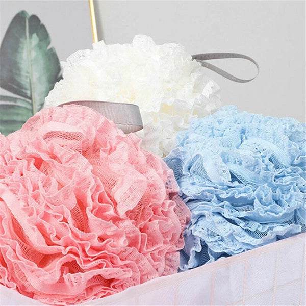 Soft Scrubber Sponge Flower Exfoliating Body Brush Puff Bath Shower Mesh Ball AU