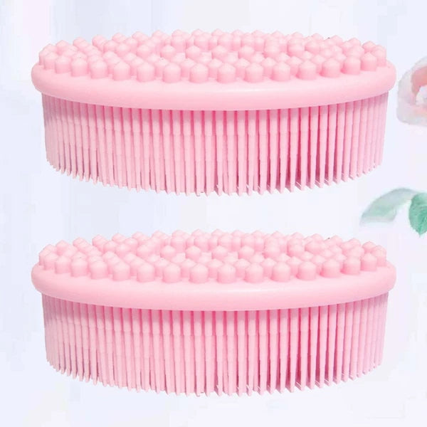 2 Pcs Massage Shampoo Brush Elder Bathing Scrubber Silicone Shower