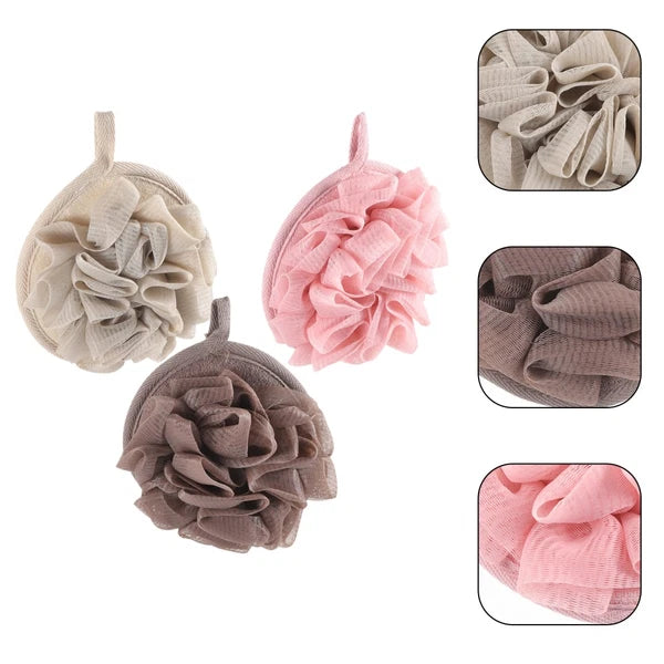 3 Pcs Bath Sponge Brush Travel Shower Puff Loofahs Scrubber Ball
