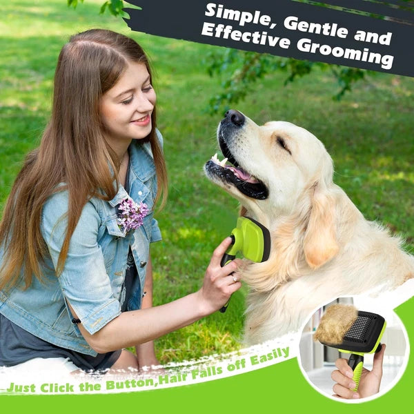 3PCS Self Cleaning Slicker Brush & Pet Grooming Rake & Bath Brush for Dogs and C
