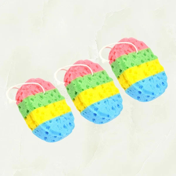 3 Pcs Bath Sponge Cleaning Brushes Shower Four Colors Sponges Bathing Tools