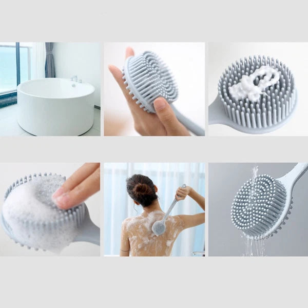 Wood Back Brush Body Scrubber Bath Silicone Exfoliator for Shower