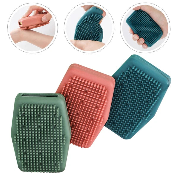 3 Pcs Silicone Bath Brush Body Exfoliator Skin Scrubber Man Cleaning Tools Back