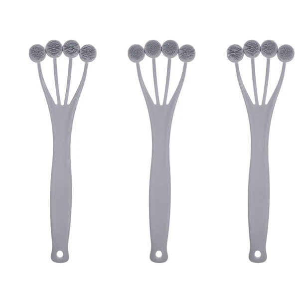 3 PCS Exfoliating Bath Brush Scrubbing with Handle Back for Shower