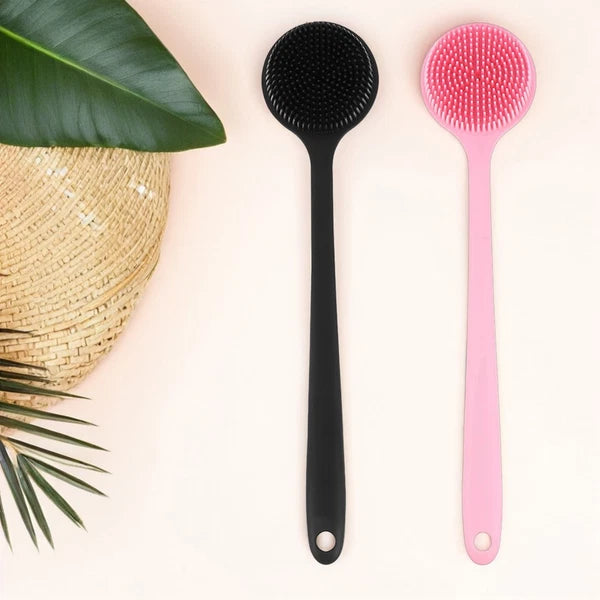 2 Pcs Bath Brush Man Silicone Body Scrubber Shower Back for with Handle