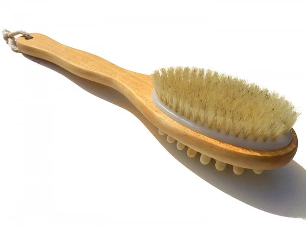 Smooth Skin Natural Bristle Bath Brush 2-in-1 Exfoliating Body Reduces Cellulite