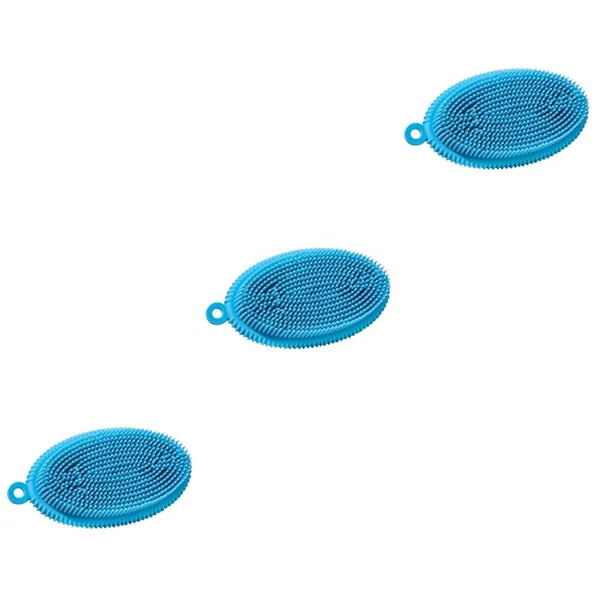 3 Pcs Bath Brush Child Newborn Hair Washing Body Silicone Scrubber