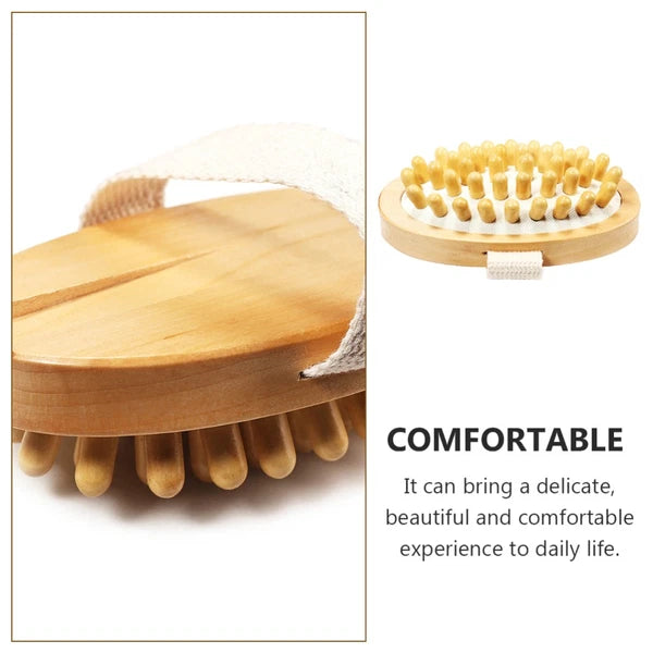 1PC Wooden Massage Brush Head No Handle Body Bath Massage Brush (Wood Color)