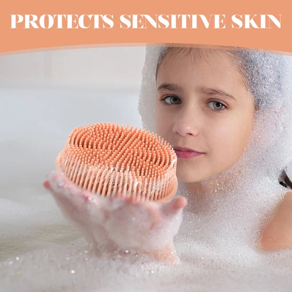 Bath Brush Exfoliating for Body Baby Travel Soft Silicone Scrubber