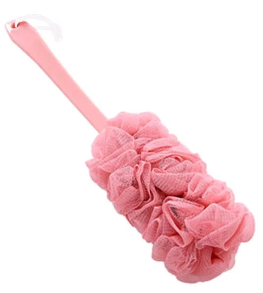 2 Pck Long Handle Loofah Bath Brush Soft Mesh Sponge Back Scrubber Shower Sponge