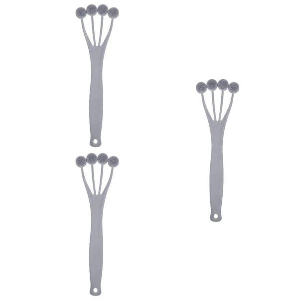 3 PCS Exfoliating Bath Brush Scrubbing with Handle Back for Shower