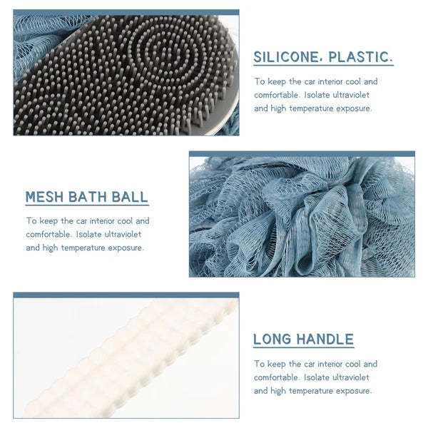 Back Rub Bath Brush Man Silicone Scrubber for Shower Body Long Handle