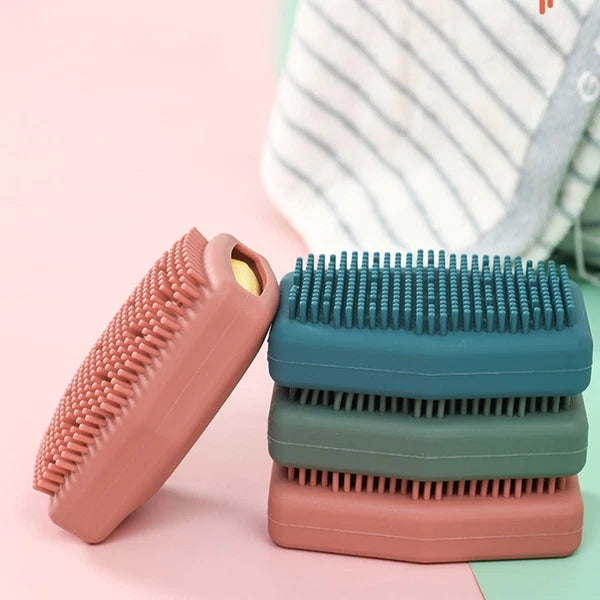 3 Pcs Silicone Bath Brush Body Exfoliator Skin Scrubber Man Cleaning Tools Back