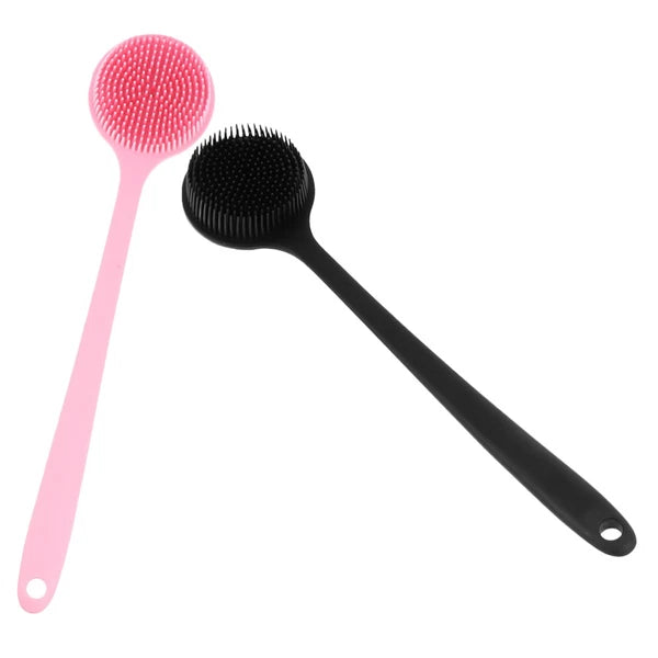 2 Pcs Bath Brush Man Silicone Body Scrubber Shower Back for with Handle
