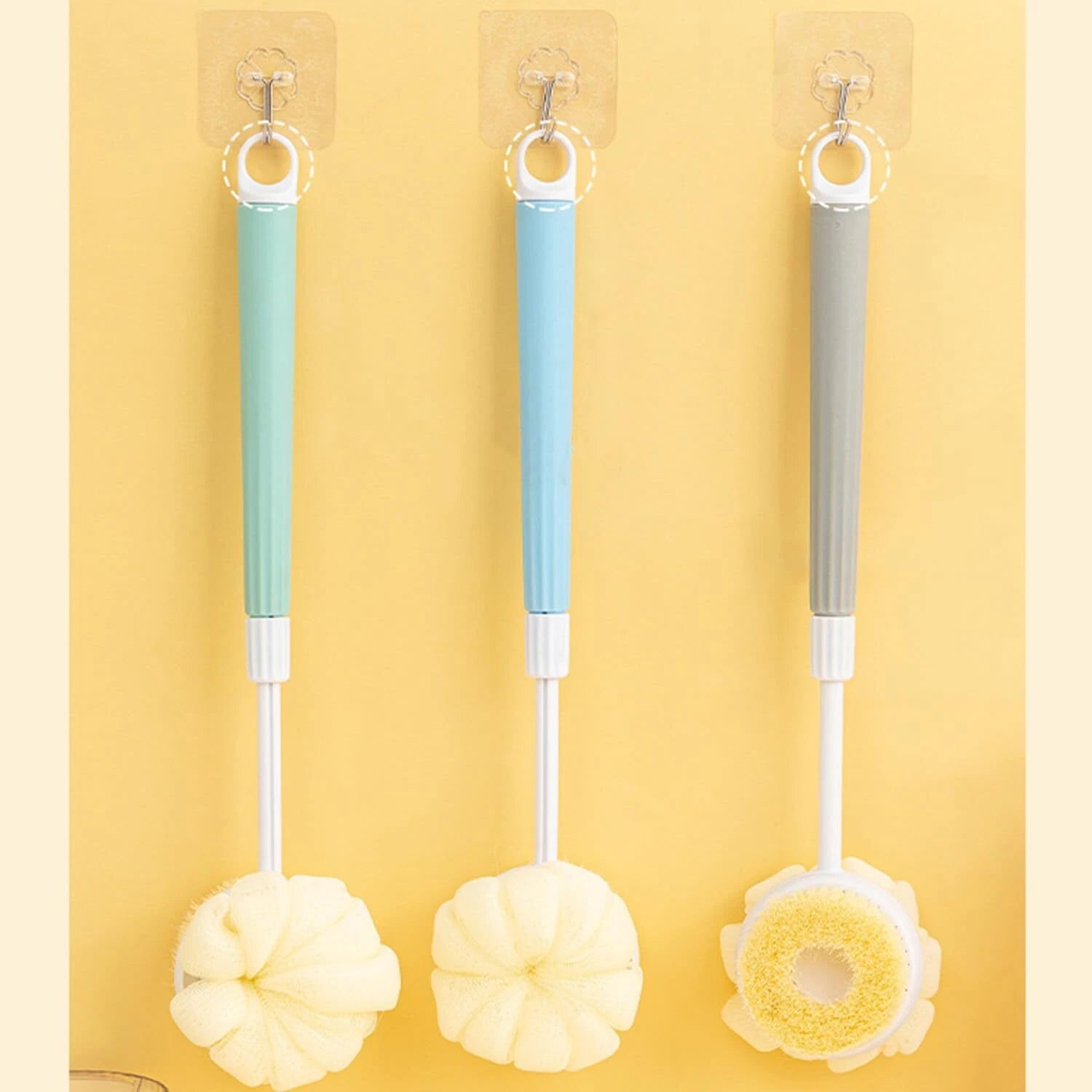 Back Scrub Brush for ShowerRetractable Double-Sided Long Handle Antiskid Bath...