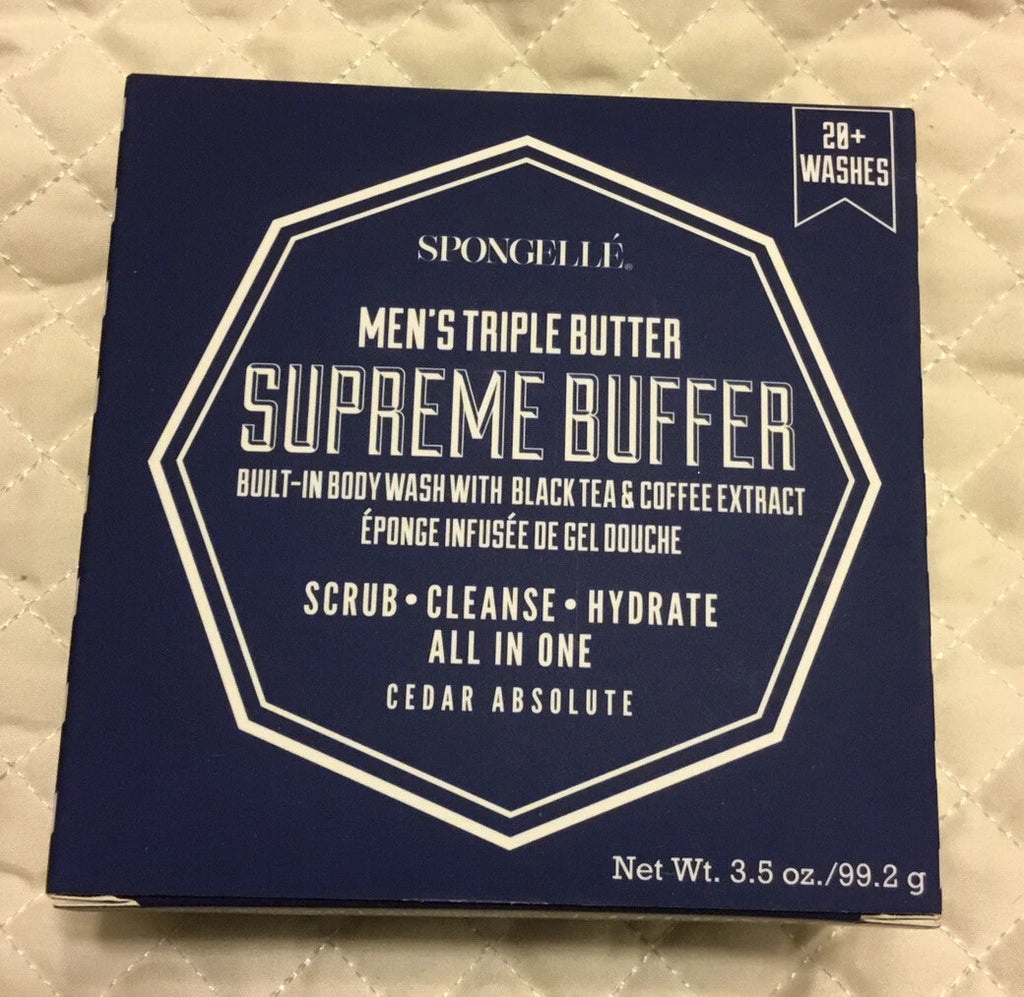Spongelle MEN’s TRIPLE BUTTER SUPREME ~ CEDAR ABSOLUTE Sponge Shower Buffer New