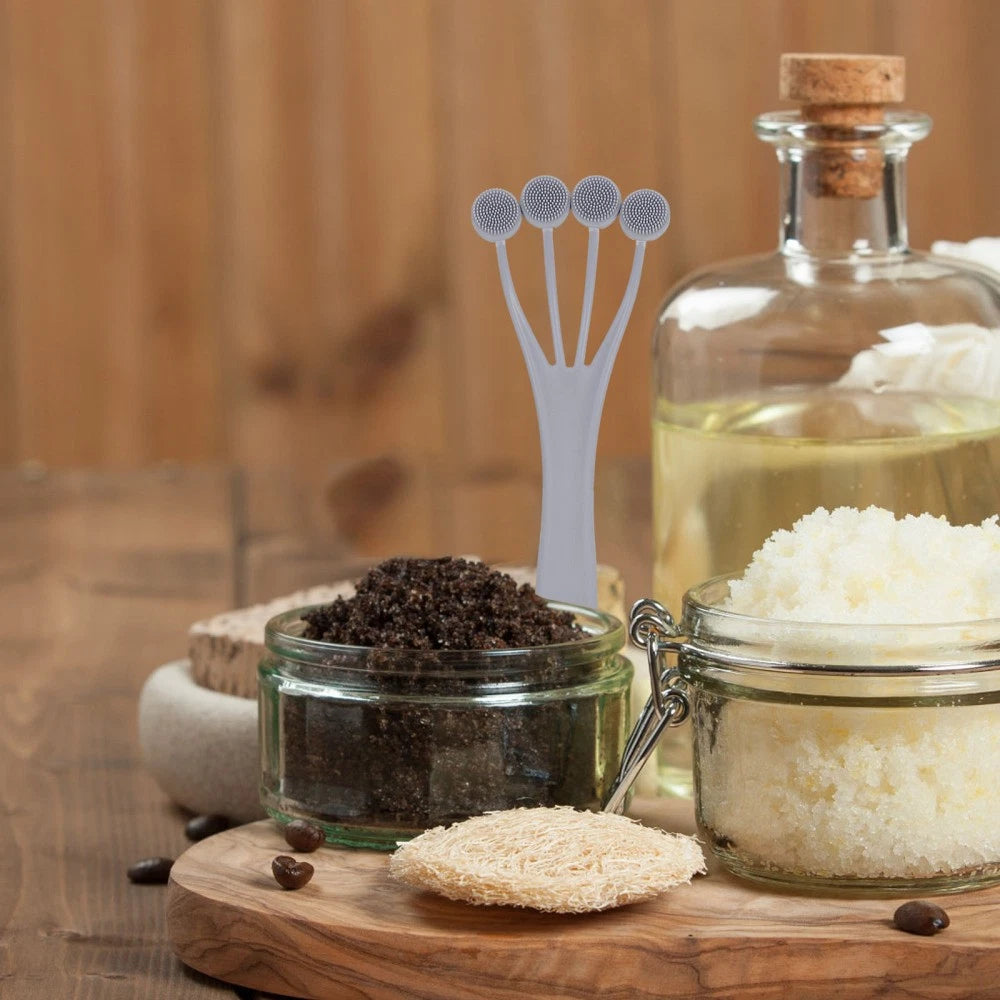 4 PCS Exfoliating Bath Brush Shower Back Massage Scrubbing with Handle