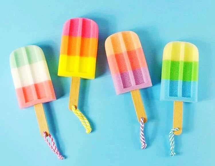 Popsicle Cute Shower Sponges Soft Bathing Scrub forKids Rainbow Baby Bath Sponge