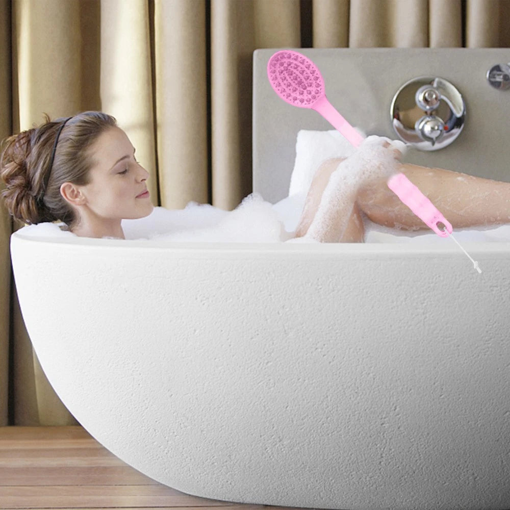 3pcs Long Handle Bath Scrubber Back Brush Massage Brush Bath Brush