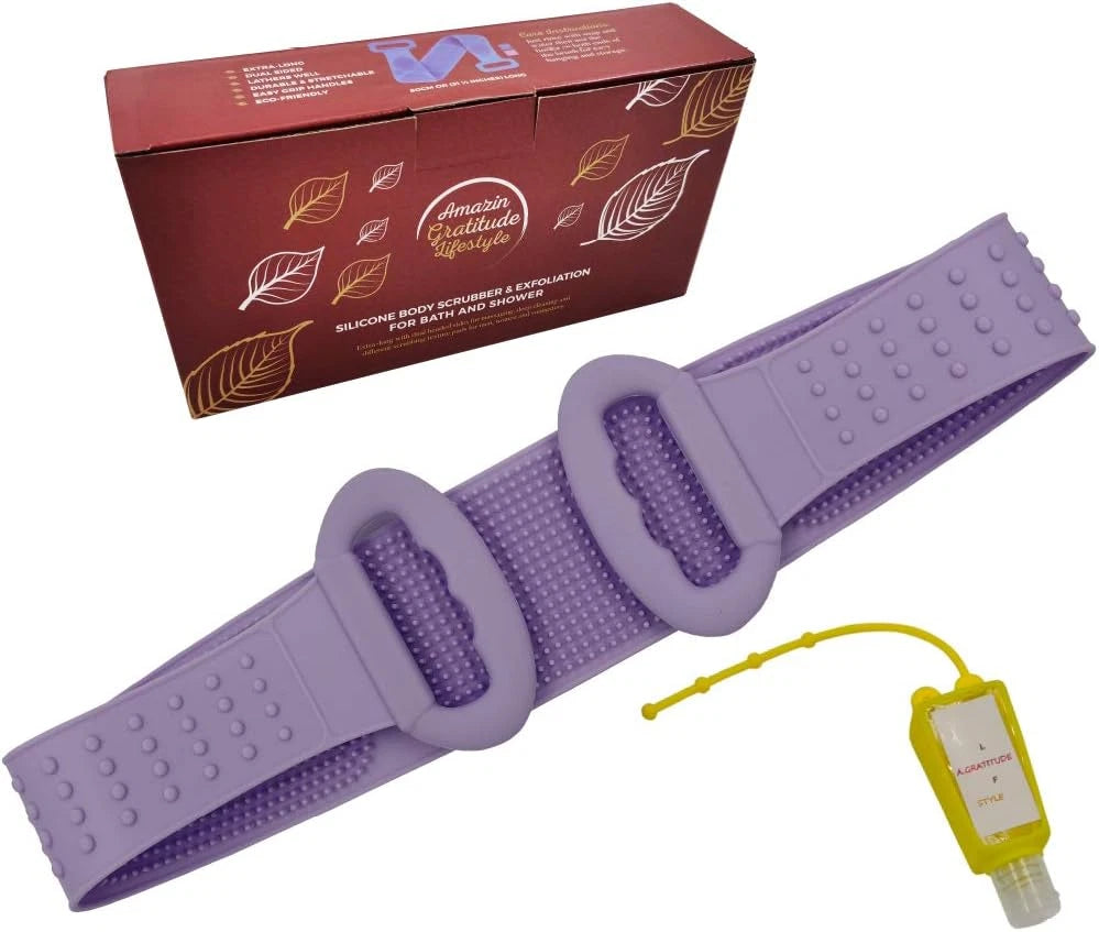 Silicone Bath Body Brush - Extra Long Shower Exfoliating Body Scrubber f