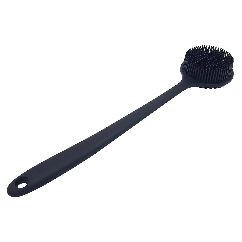 ✅ NEW- Silicone Back Scrubber for Shower Body Brush w/ Long Handle Black