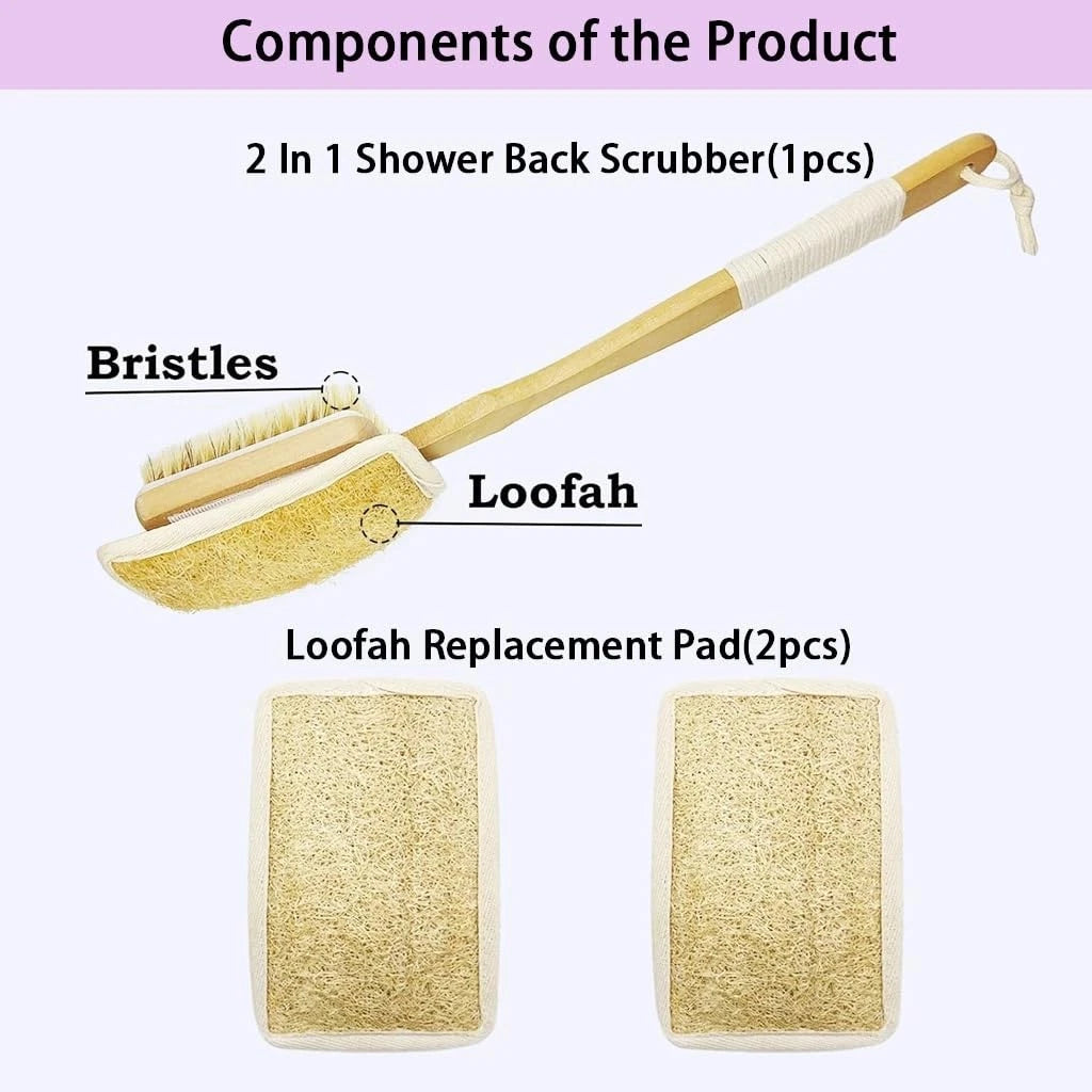 Shower Body Brush with Bristles and LoofahBack Scrubber for Shower for Bath o...