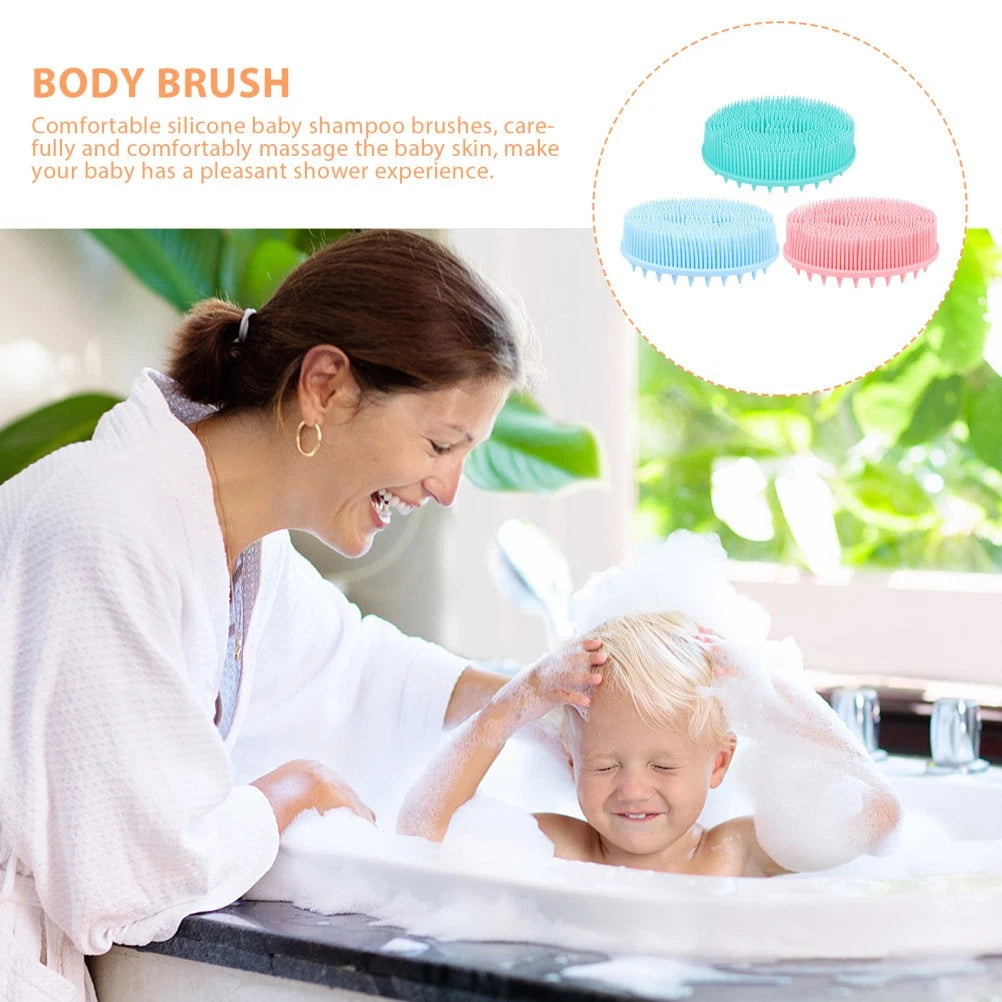 3Pcs Shampoo Silicone Hair Brush Kids Massage Bath Brush Scrubber