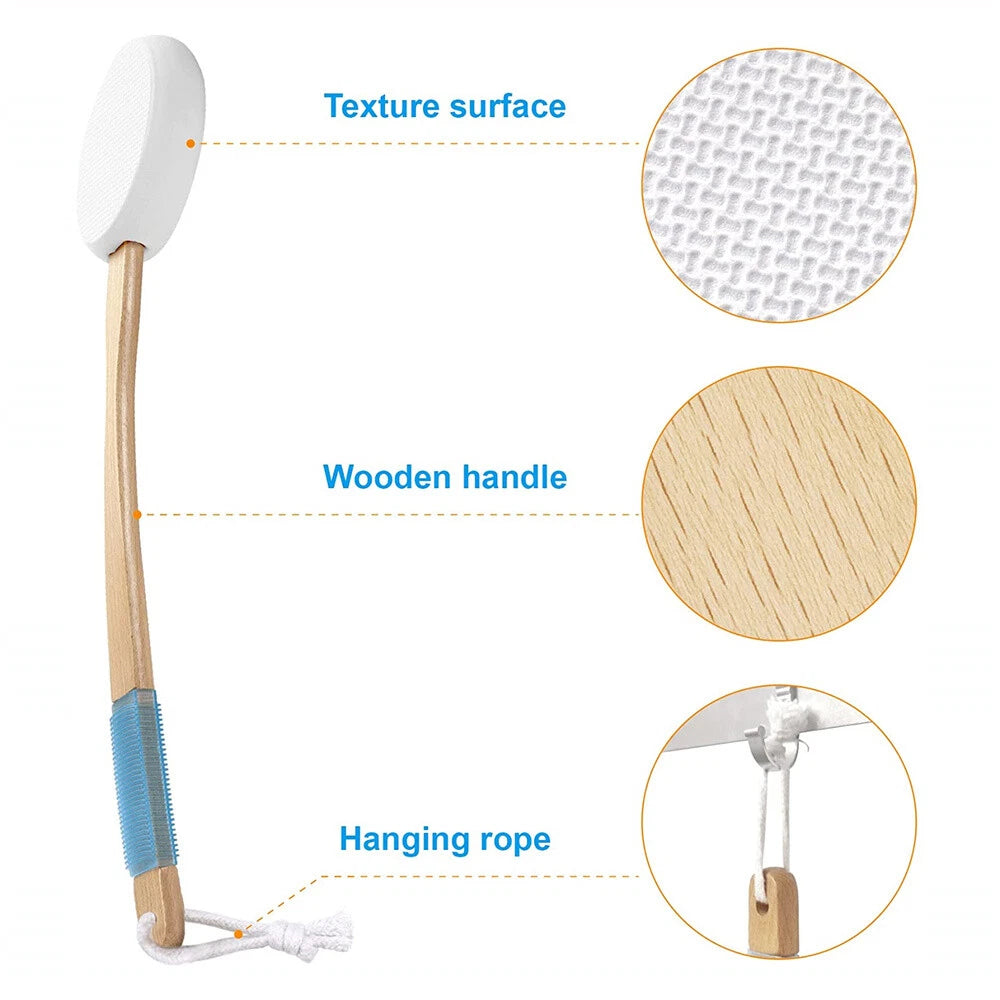 Bath Sanding Brush, Lotion Applicator for Your Back, Back Applicator with 4 Pad