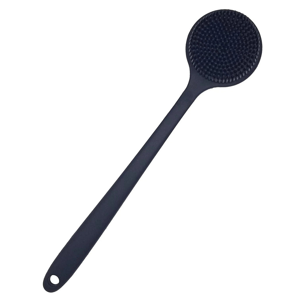 ✅ NEW- Silicone Back Scrubber for Shower Body Brush w/ Long Handle Black