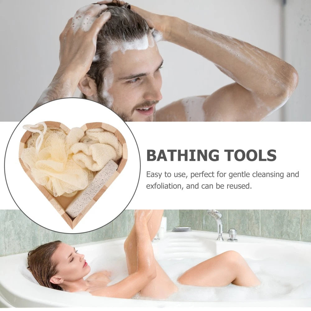 Heart-shaped Bath Brush Body Wash Sponge Back Scrubber for Shower